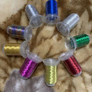 9 Shiny Colors Metallic Embroidery Machine Thread Kit 500M 550Y Each Spool fo...